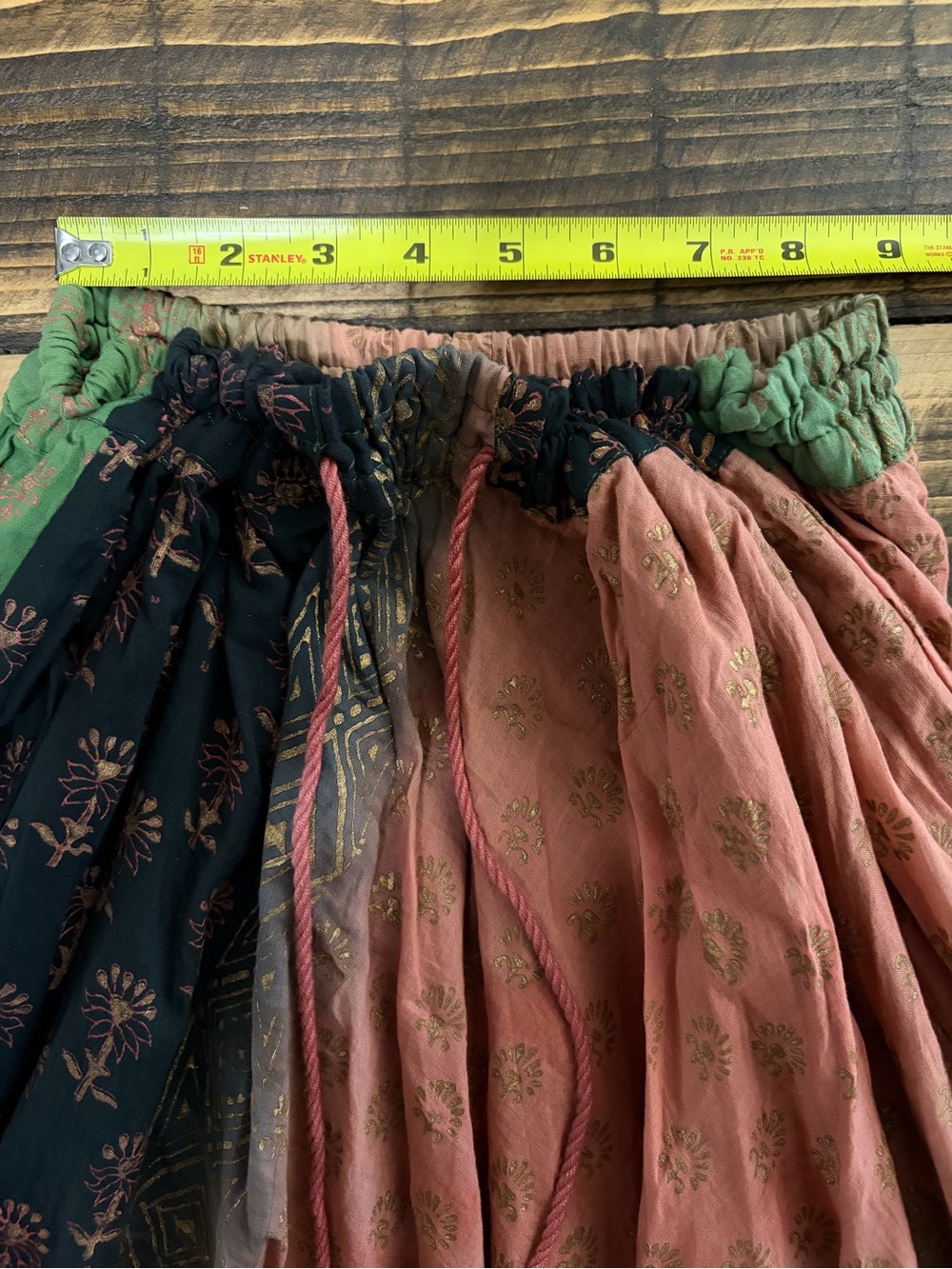 Boho Patchwork Maxi Skirt Free Size Cotton India Festival Hippie Gypsy Gold - Picture 7 of 8